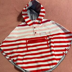 Hunter Red and White Hooded Poncho